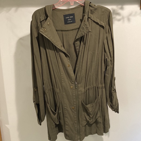Olive green button/zip blouse - Picture 4 of 8
